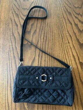 Vera Bradley Black Quilted Crossbody Bag with Ring Detail